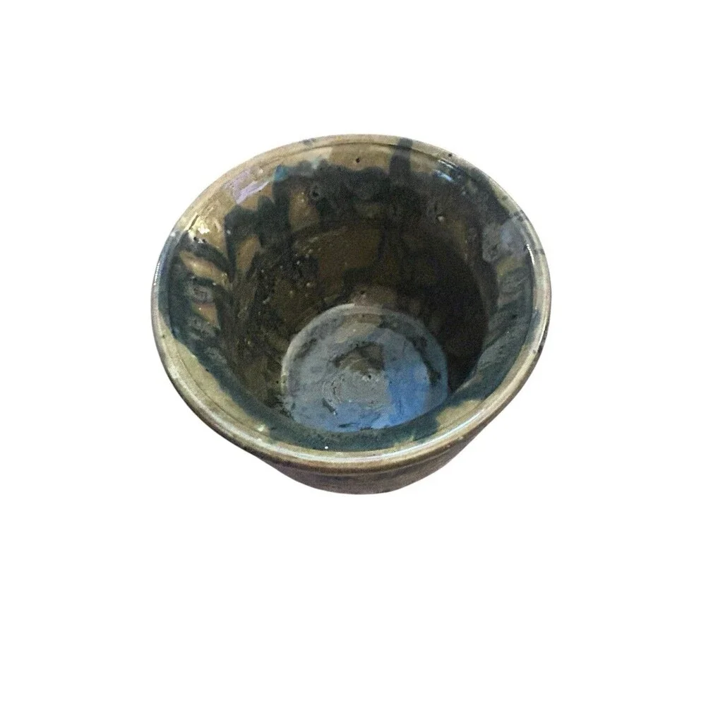 Vtg Hartman Pottery Studio Art Drip Glaze Wide Mouth Vase Johnathan Hartman 5